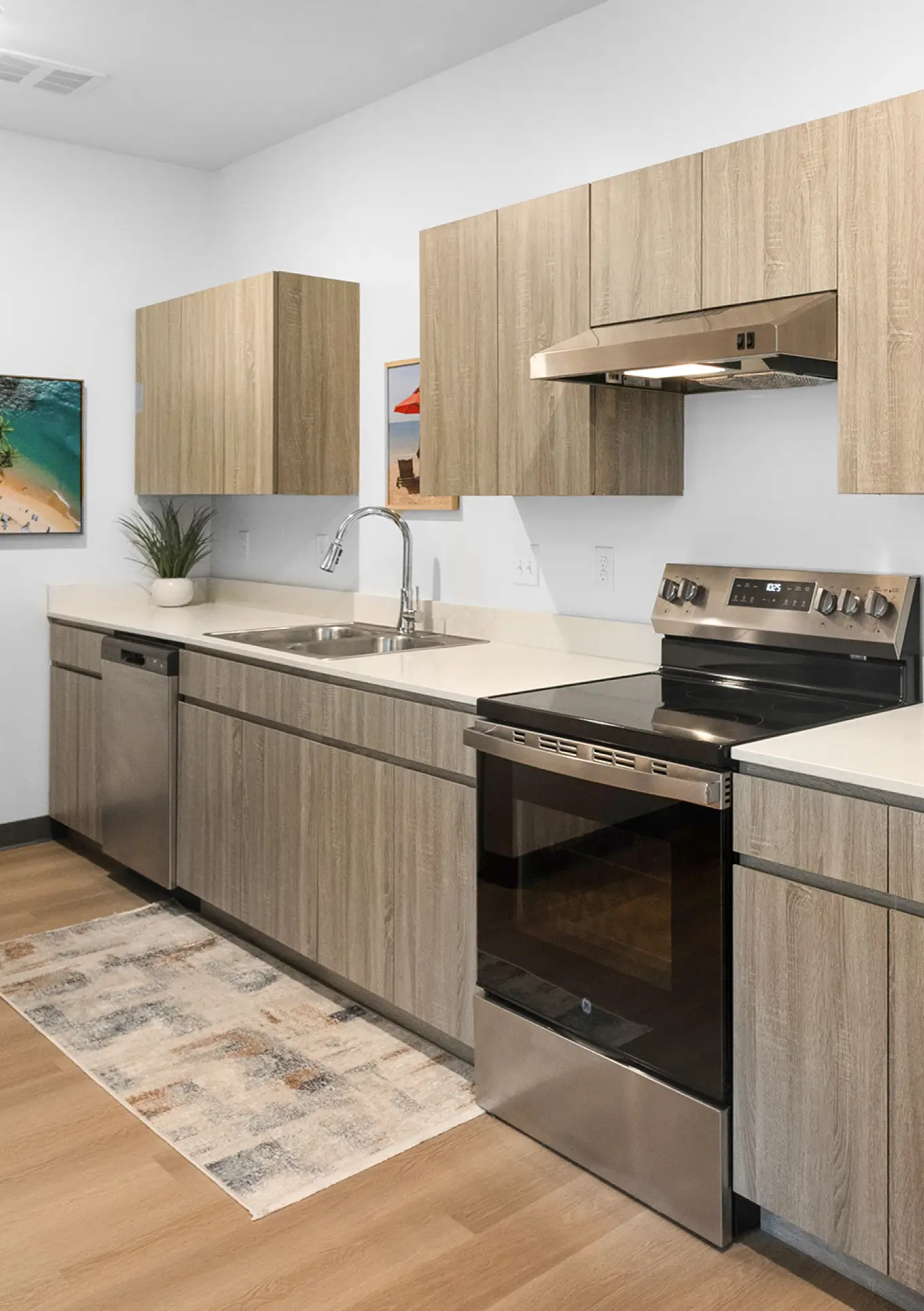 a kitchen with modern appliances