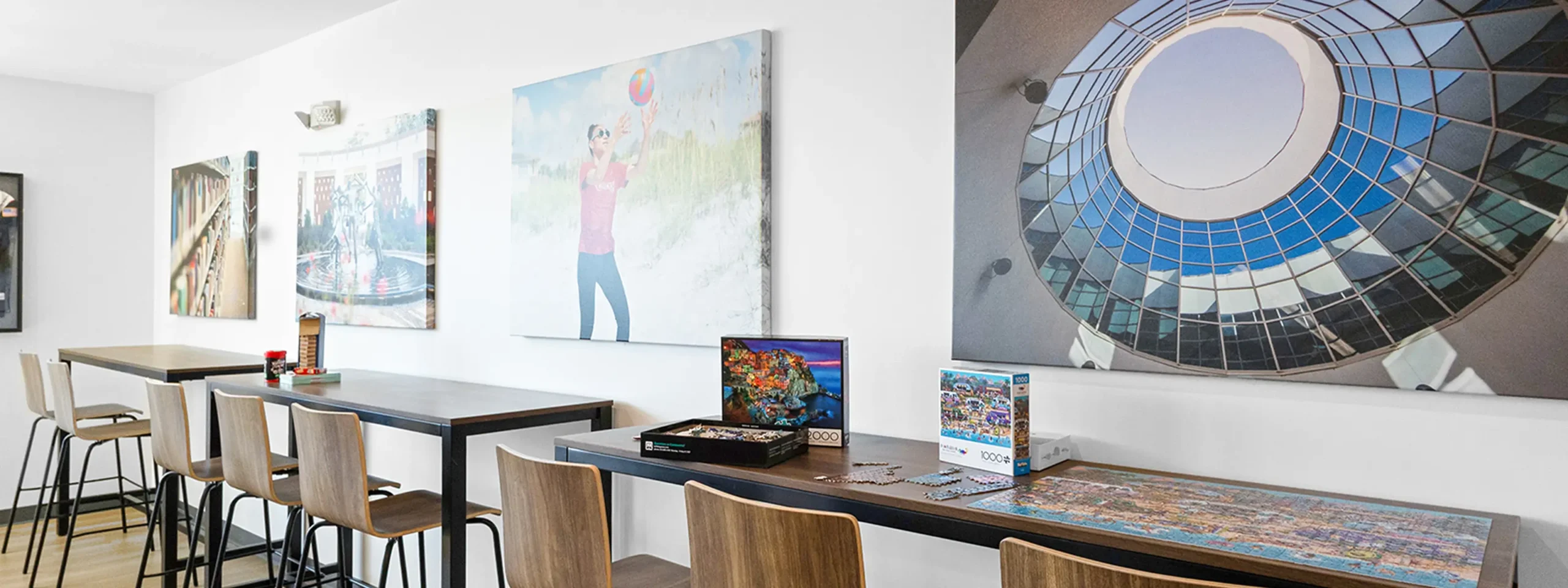 a table with puzzles and games