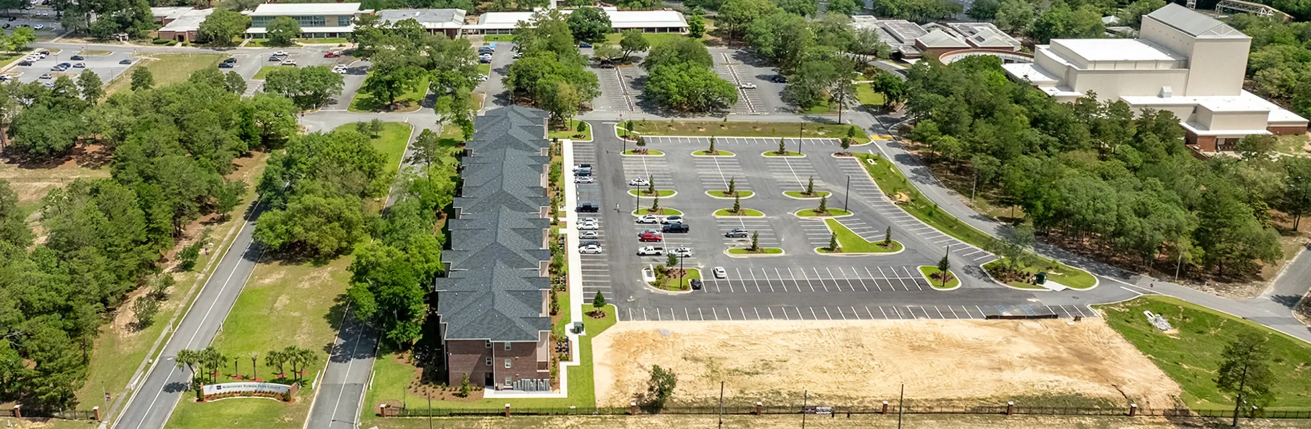 aerial view of the parking lot